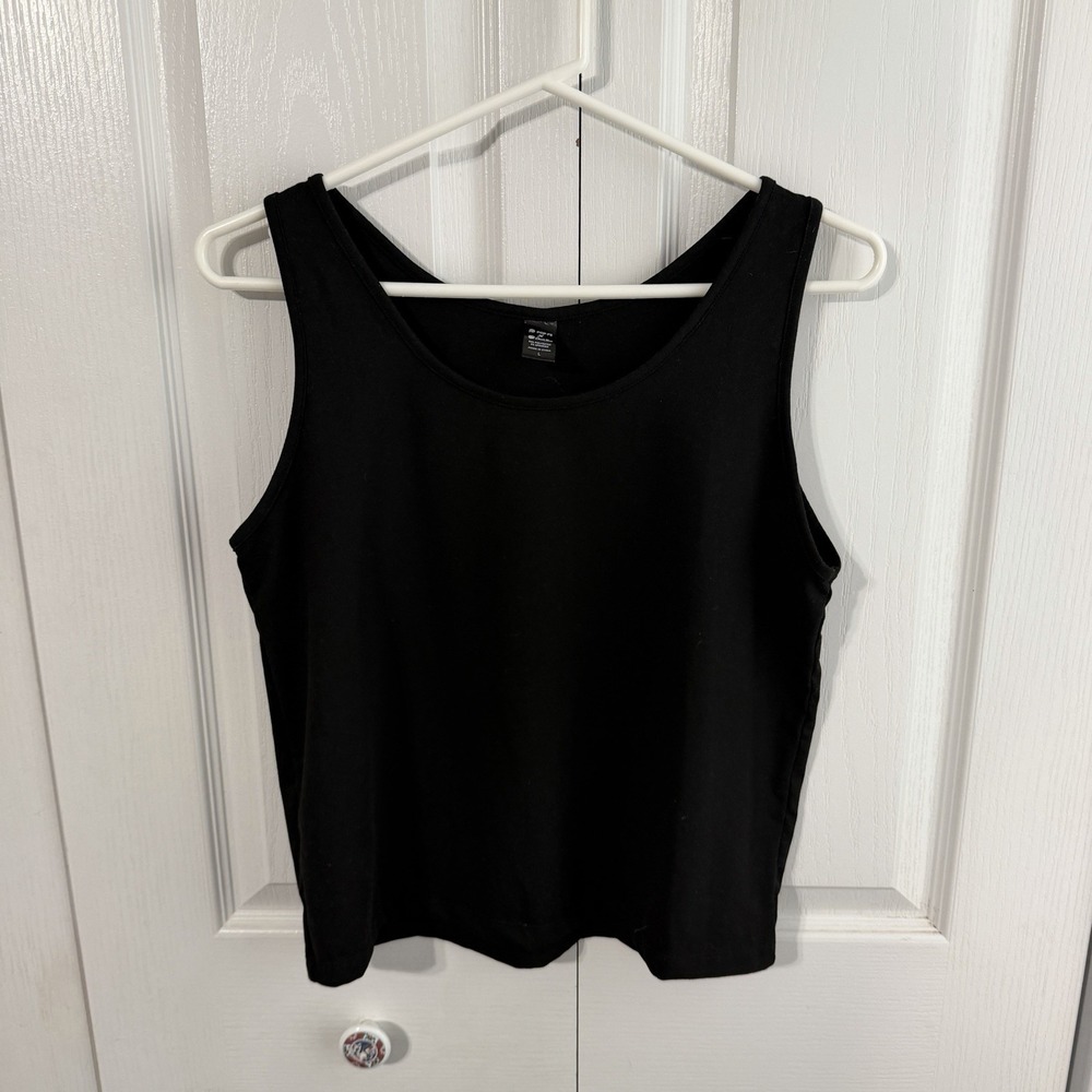 Pop Fit x Cheek Boss Black Tank Women's Size Large Travel Comfy Boho Minimalist
